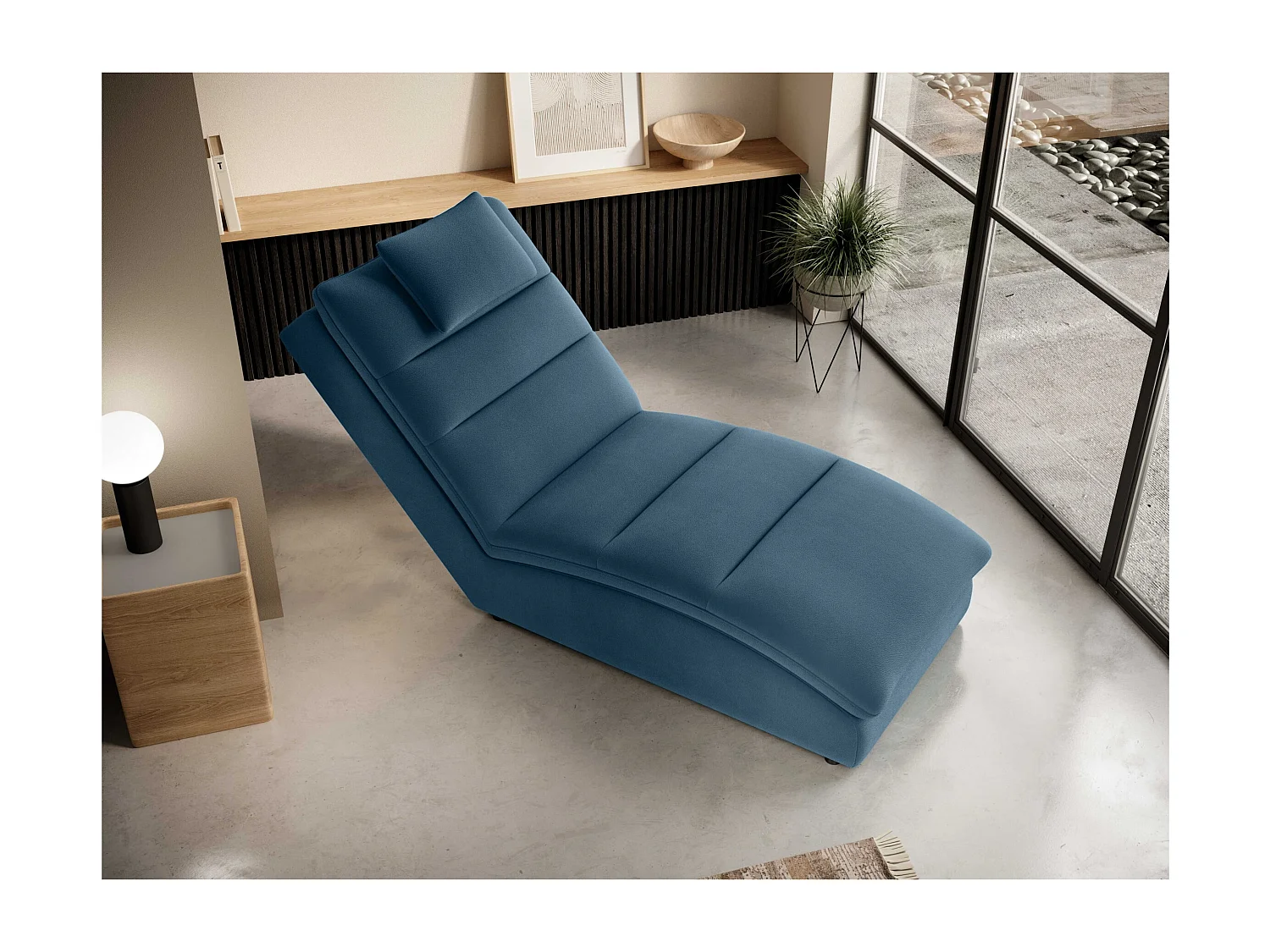 Chaiselongue Commo/Tessuto/blu