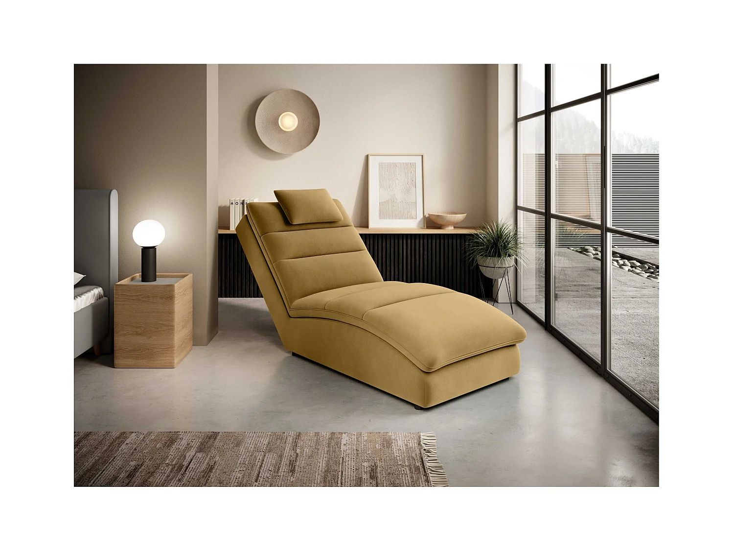 Chaiselongue Commo/Tissu/jaune