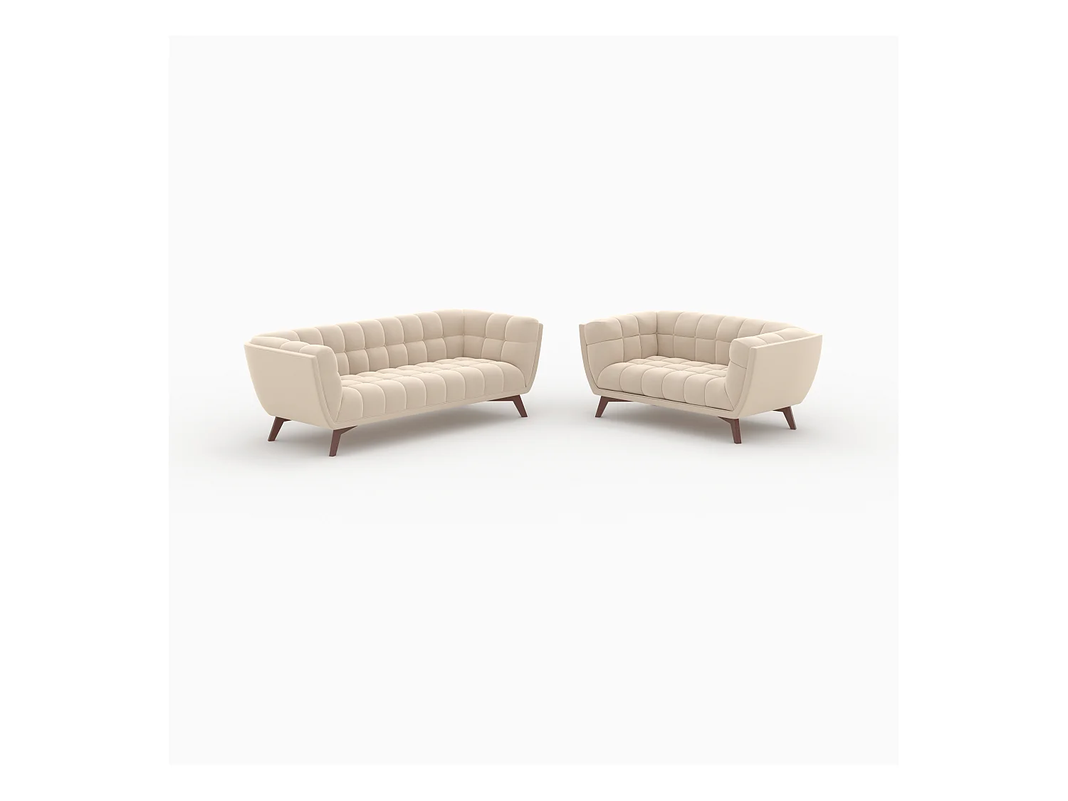Ensemble canapés en velours beige 5 places - Mona