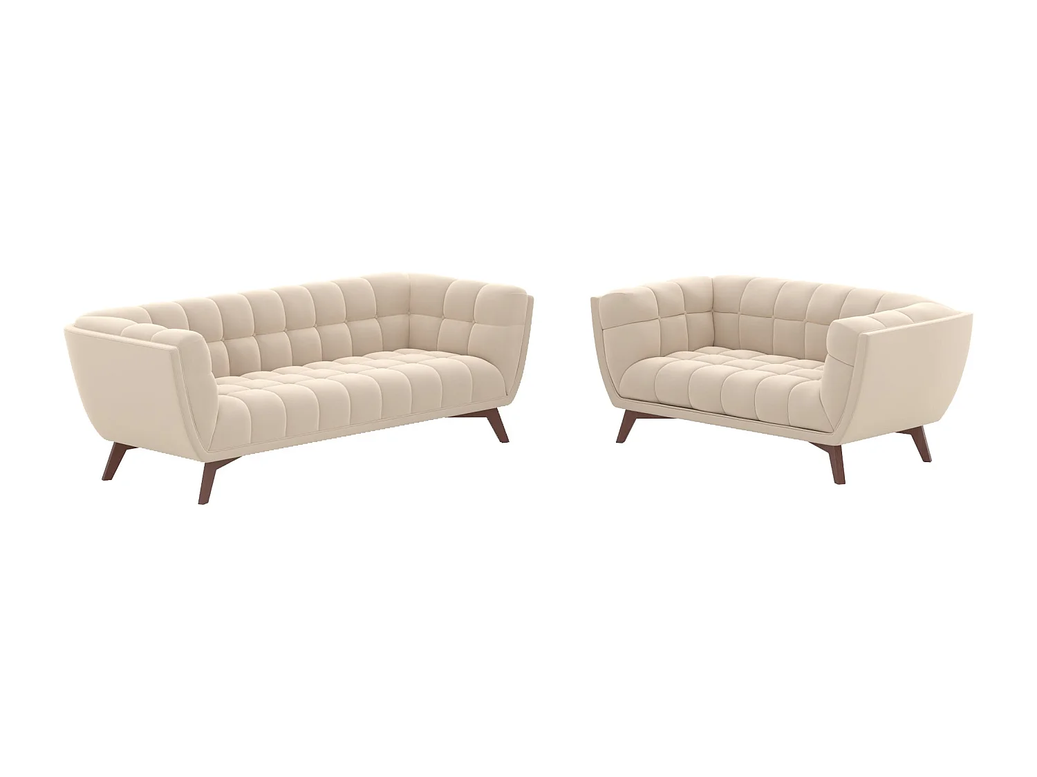 Ensemble canapés en velours beige 5 places - Mona