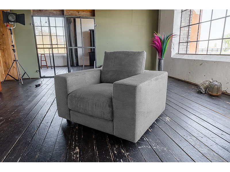 Enkele fauteuil - Grijs Koord - MADELINE