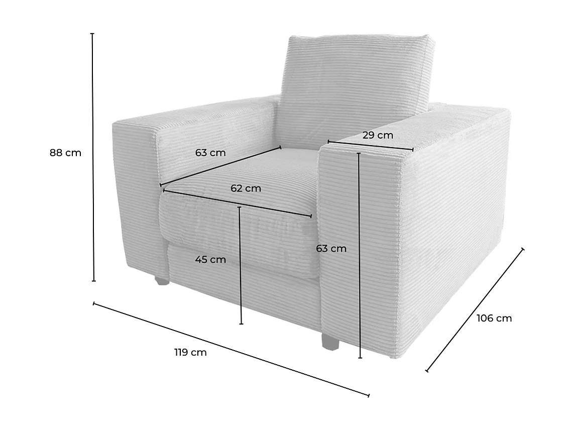 Einzelsessel - Grau Cord - MADELINE