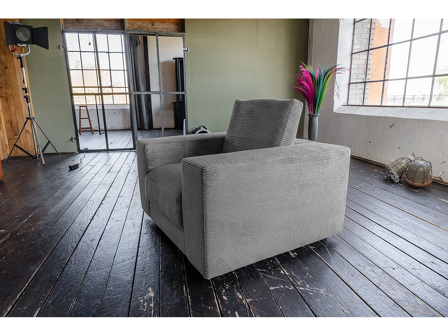 Einzelsessel - Grau Cord - MADELINE