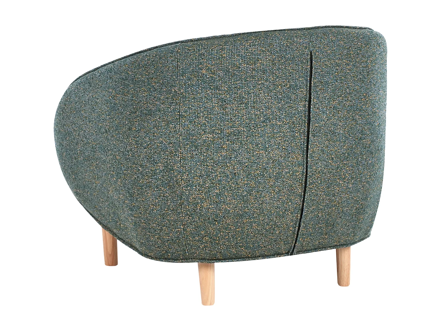 Sessel grün meliert mit abgerundeter Lehne helle Holzbeine Retro Umea