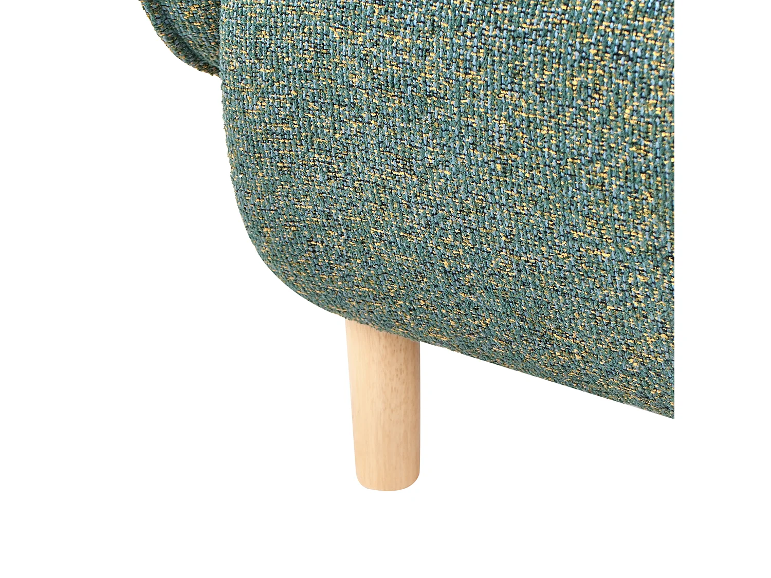 Sessel grün meliert mit abgerundeter Lehne helle Holzbeine Retro Umea