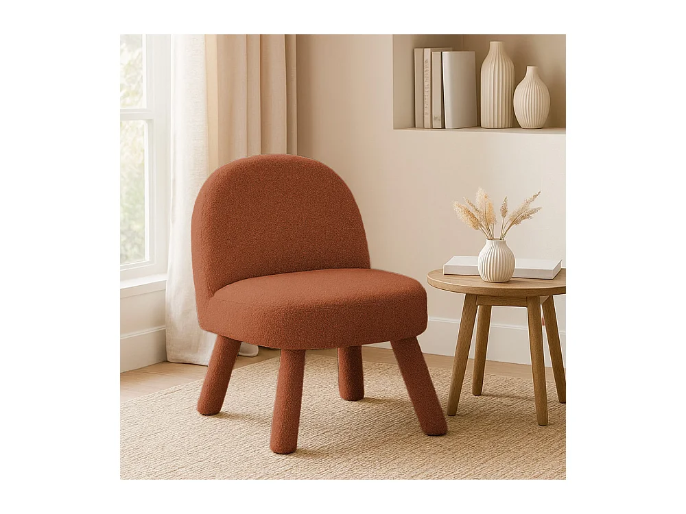 Abica - Fauteuil en tissu bouclette - Rouille