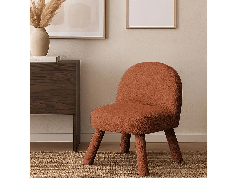 Abica - Fauteuil en tissu bouclette - Rouille