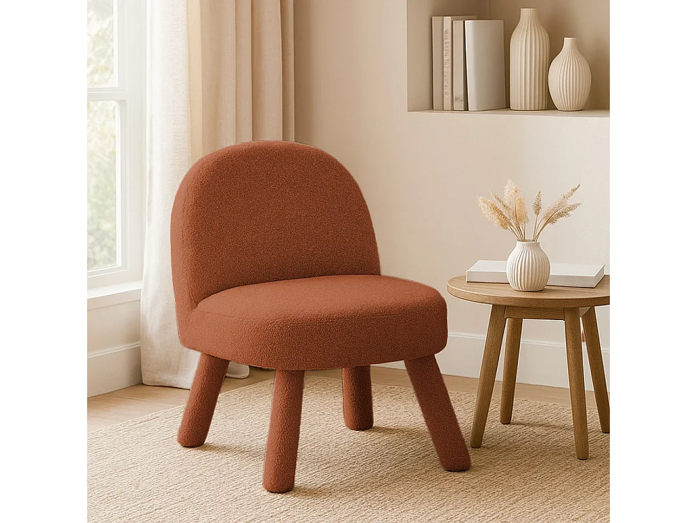 Abica - Fauteuil en tissu bouclette - Rouille