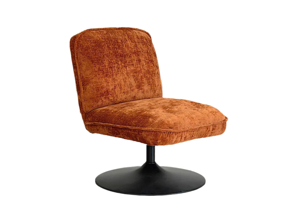 Parbo - Fauteuil pivotant en velours côtelé pied tulipe - Marron