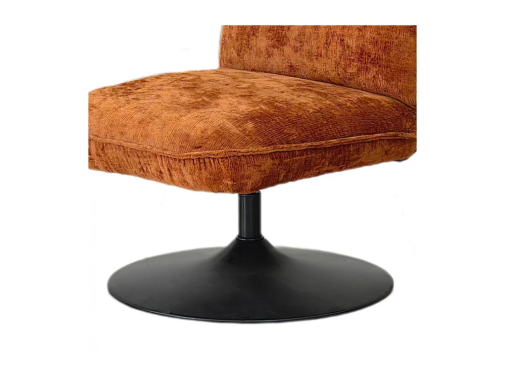 Parbo - Fauteuil pivotant en velours côtelé pied tulipe - Marron