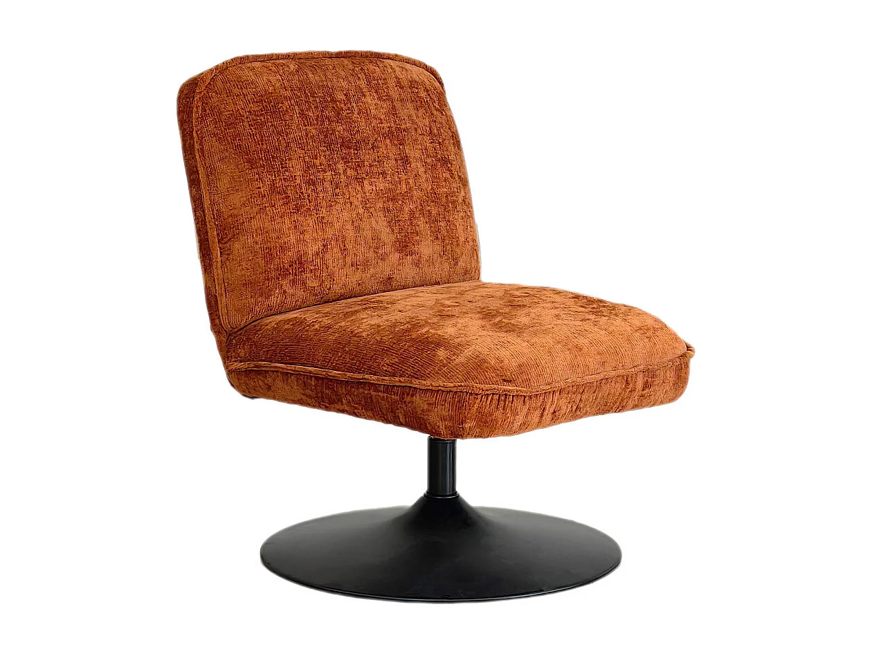 Parbo - Fauteuil pivotant en velours côtelé pied tulipe - Marron