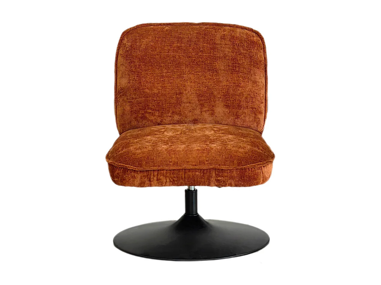 Parbo - Fauteuil pivotant en velours côtelé pied tulipe - Marron