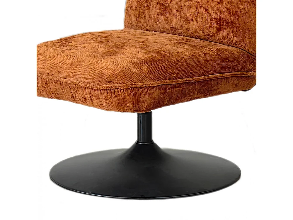 Parbo - Fauteuil pivotant en velours côtelé pied tulipe - Marron