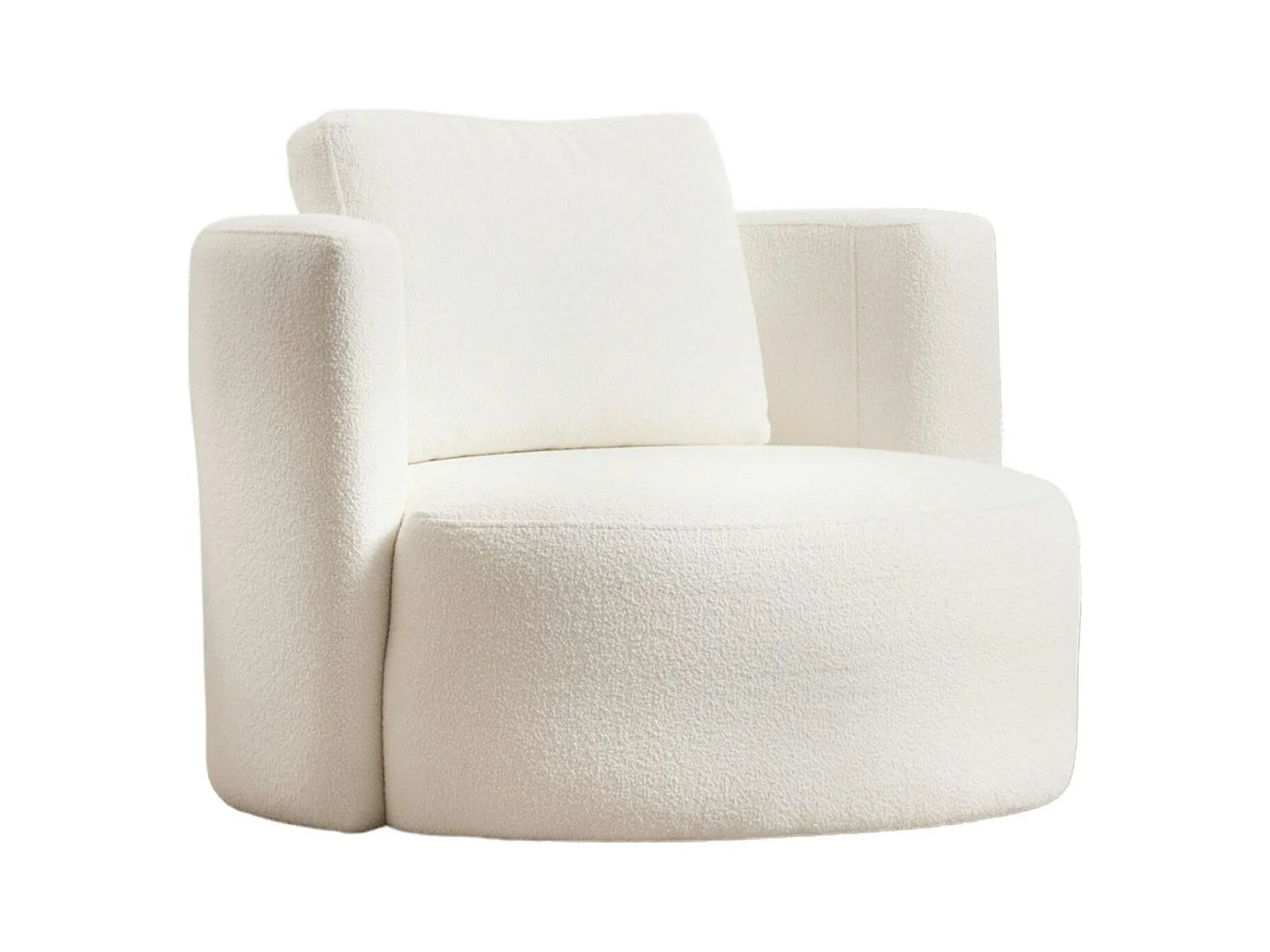 Fauteuil rond blanc crème - tissu bouclette LUCCA