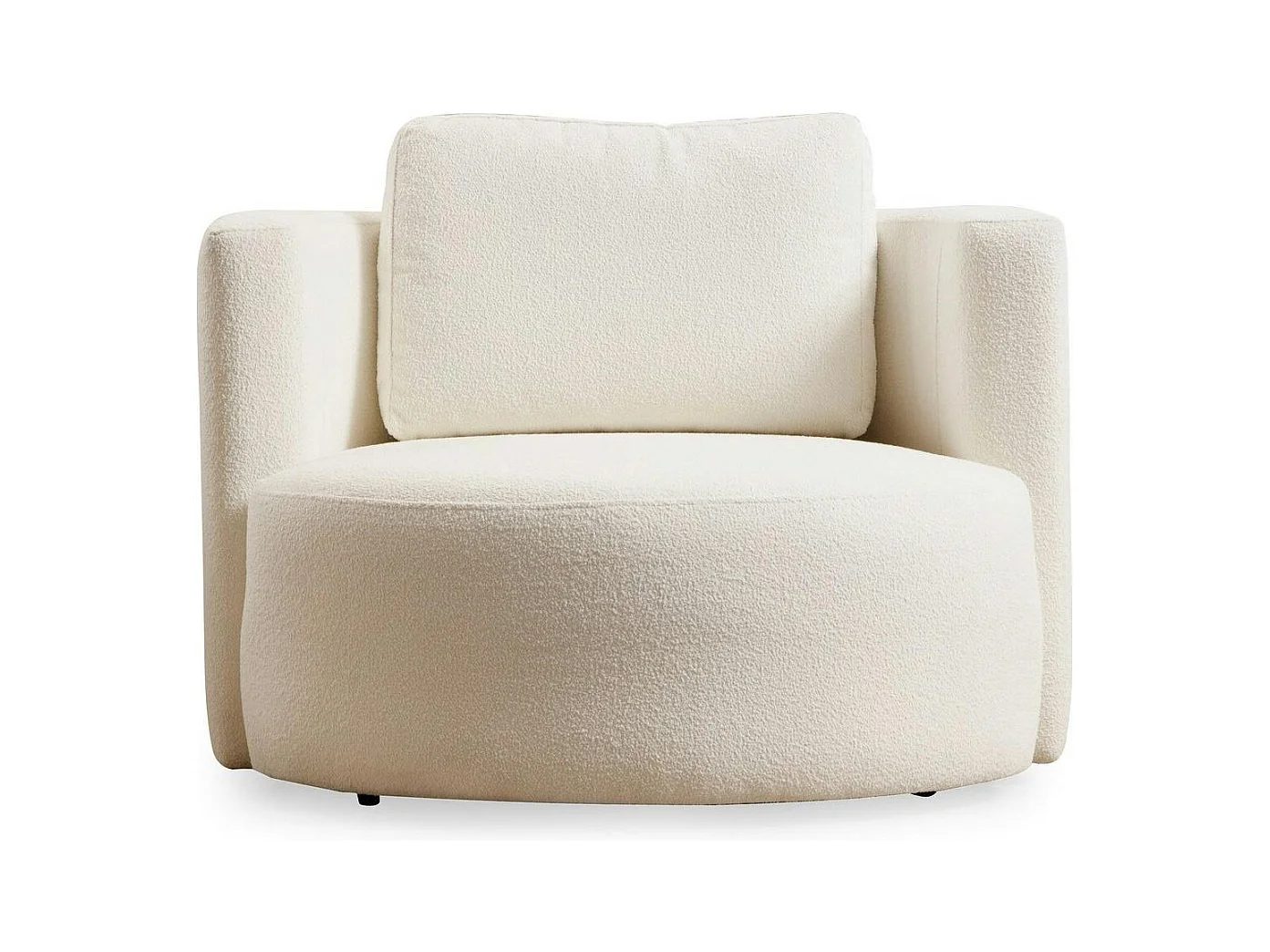 Fauteuil rond blanc crème - tissu bouclette LUCCA