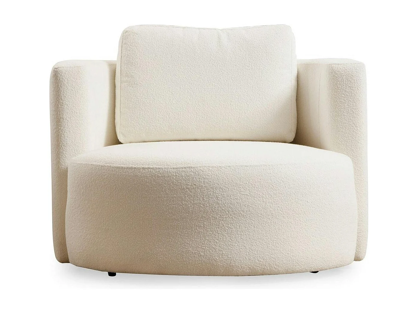 Fauteuil rond blanc crème - tissu bouclette LUCCA