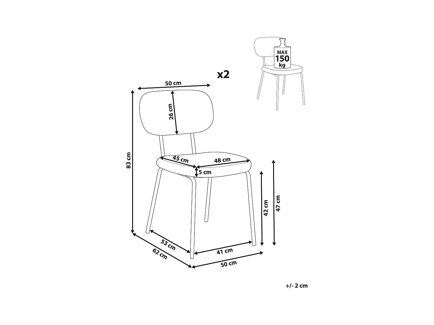 Lot de 2 chaises ADAIR Bouclé Beige