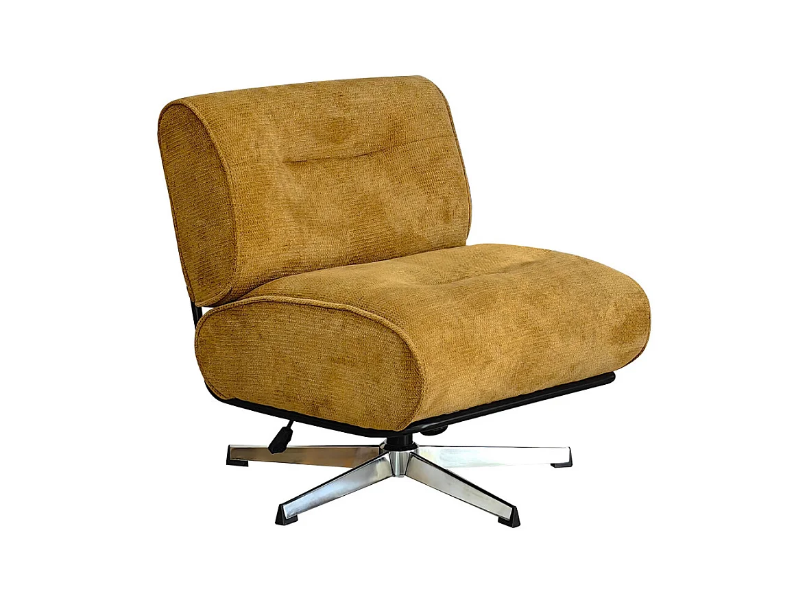 Simon - Fauteuil pivotant en tissu chenille pied étoile - Bronze