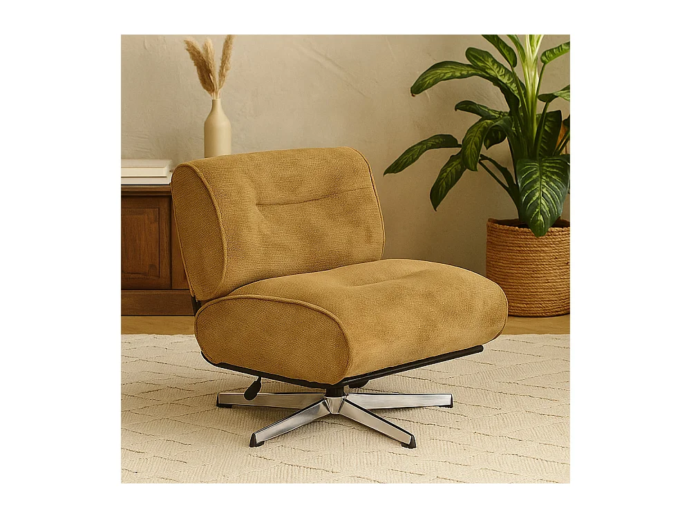 Simon - Fauteuil pivotant en tissu chenille pied étoile - Bronze