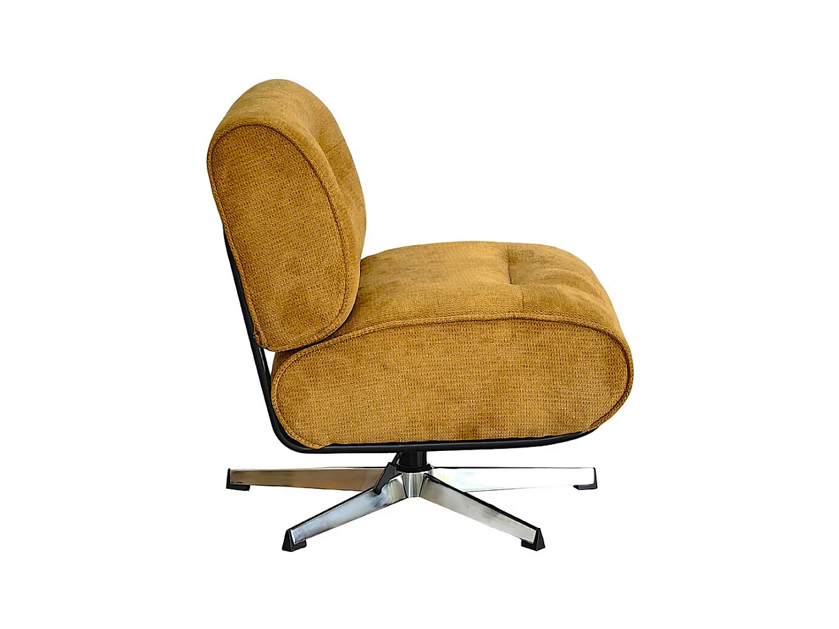 Simon - Fauteuil pivotant en tissu chenille pied étoile - Bronze