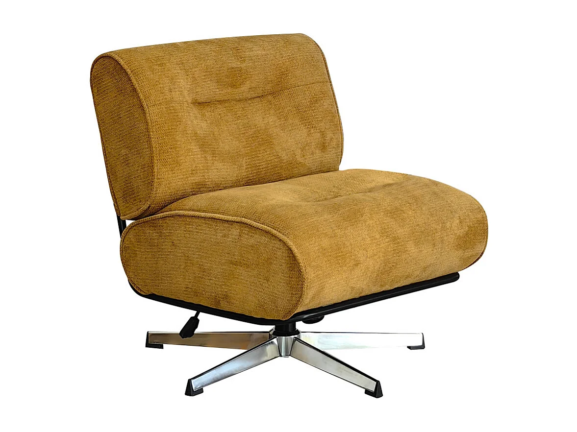 Simon - Fauteuil pivotant en tissu chenille pied étoile - Bronze