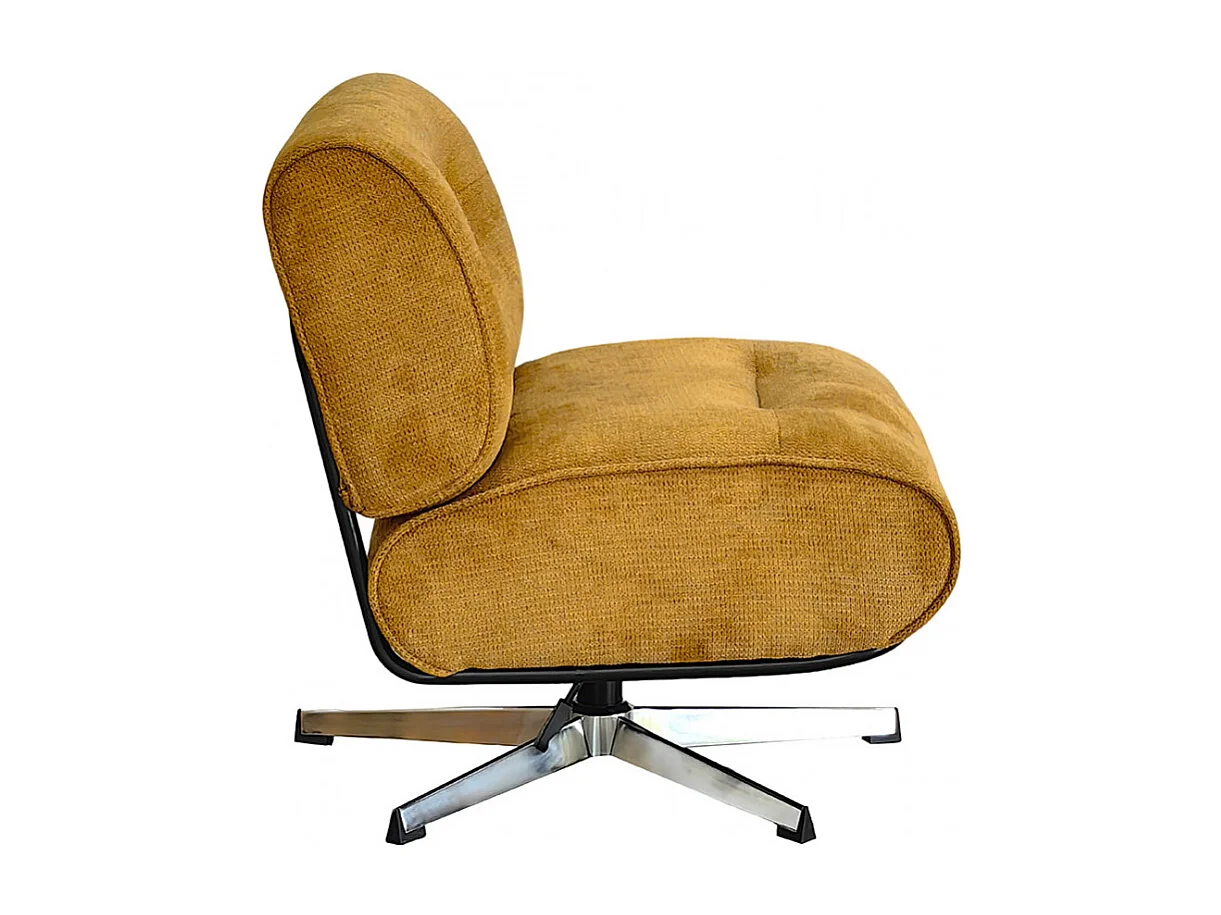 Simon - Fauteuil pivotant en tissu chenille pied étoile - Bronze