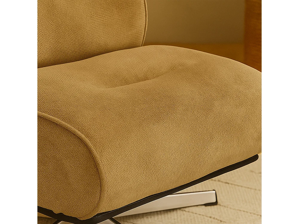 Simon - Fauteuil pivotant en tissu chenille pied étoile - Bronze