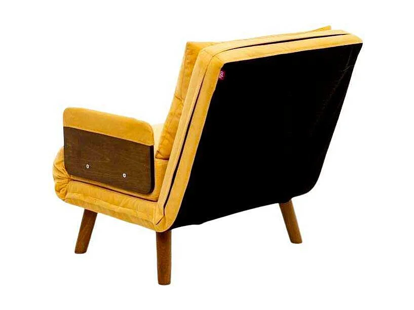 Sillón-cama moderno de 1 plaza – 77 x 70 x 82 cm – Amarillo Mostaza – Metal y Poliéster