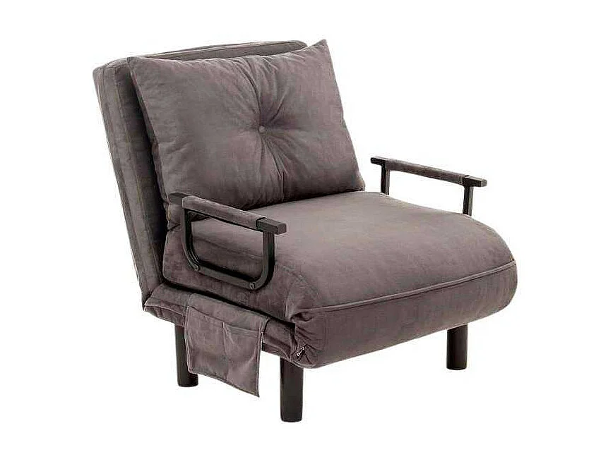 Poltrona-cama de 1 lugar – 75 cm x 50 cm x 75 cm – Cinza – Metal e Poliéster