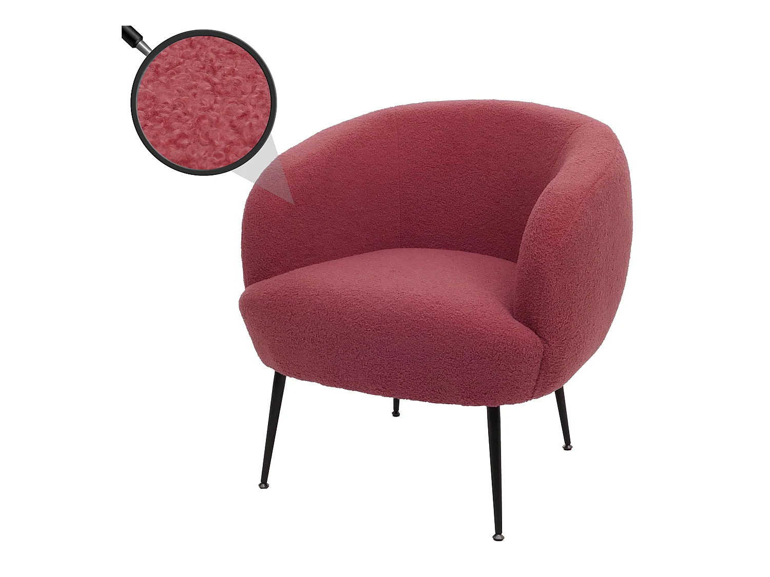 Fauteuil de salon MCW-O37,  pourpre-rouge