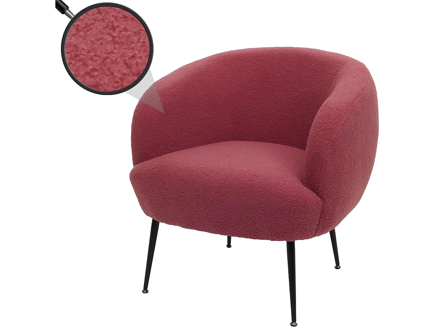 Fauteuil de salon MCW-O37,  pourpre-rouge