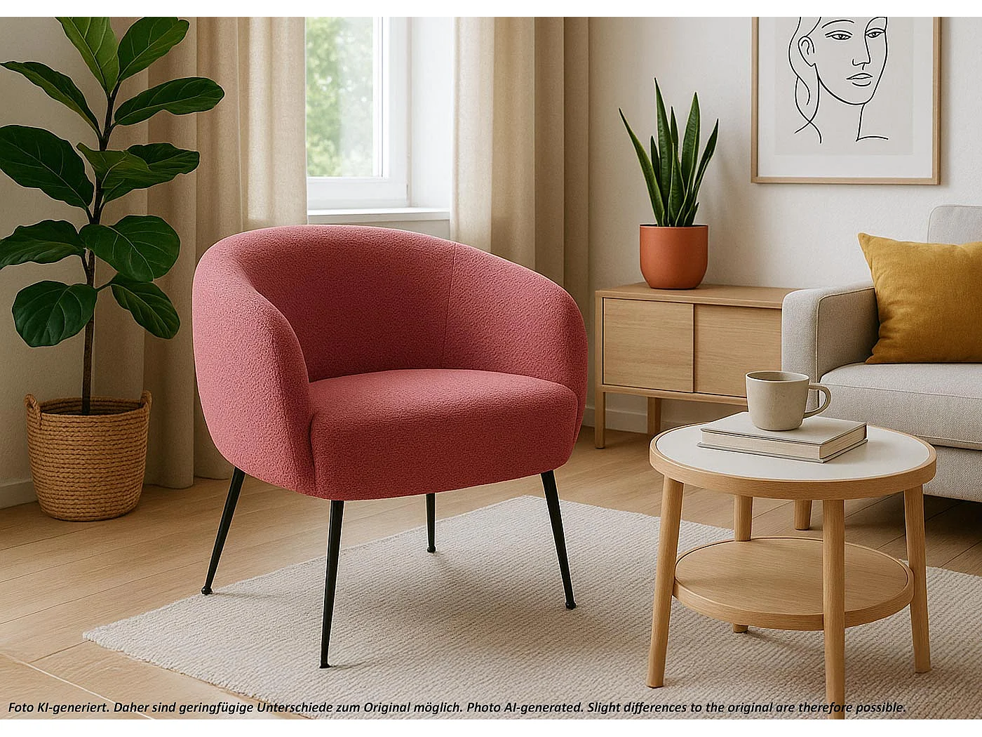 Fauteuil de salon MCW-O37,  pourpre-rouge