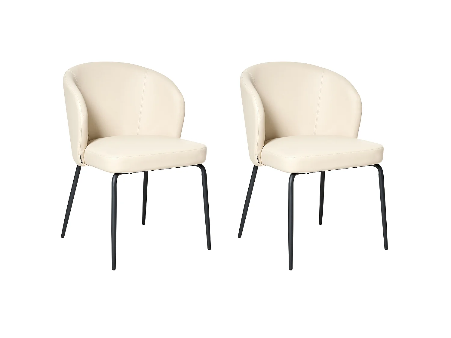 Lot de 2 chaises de salle à manger ZANA Cuir PU Beige clair
