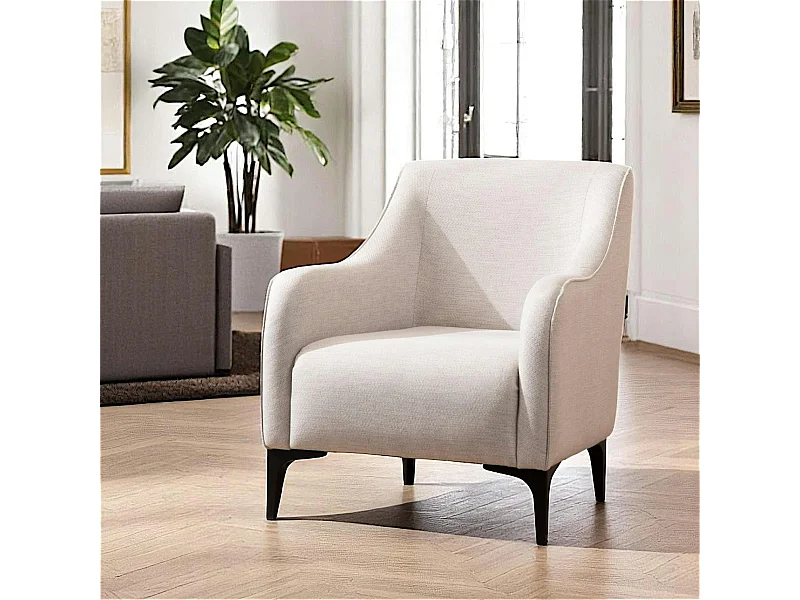 Fauteuil contemporain sable - pieds noirs VILNIUS