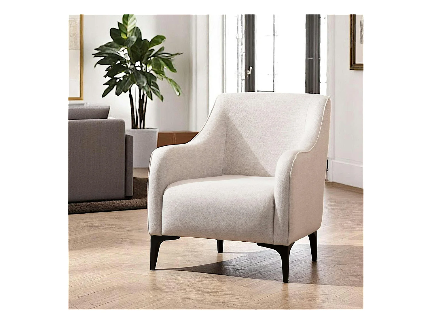 Fauteuil contemporain sable - pieds noirs VILNIUS