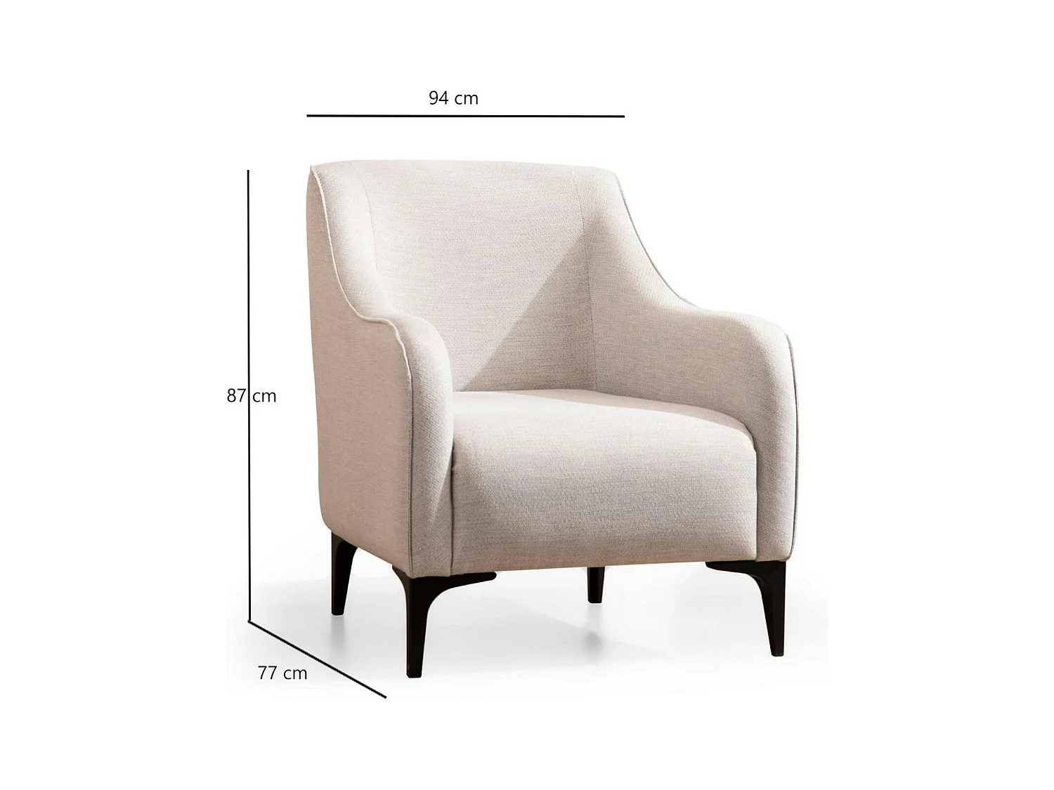 Fauteuil contemporain sable - pieds noirs VILNIUS