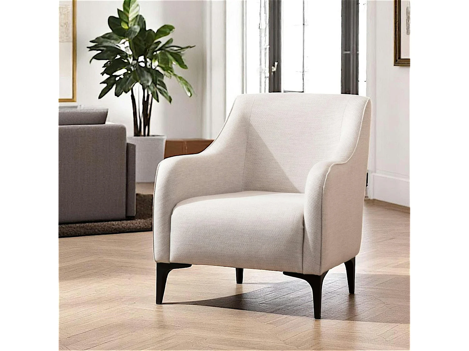 Fauteuil contemporain sable - pieds noirs VILNIUS