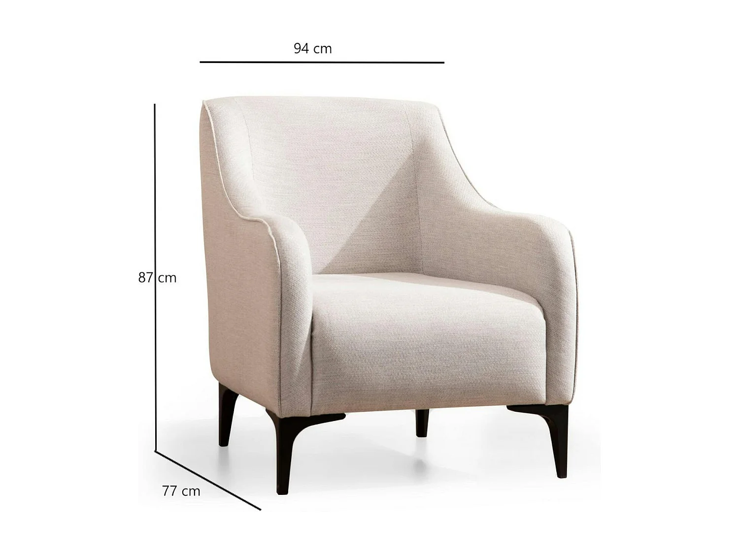 Fauteuil contemporain sable - pieds noirs VILNIUS