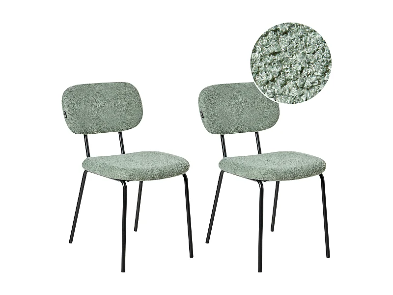 Set mit 2 Stühlen ADAIR Bouclé Hellgrün