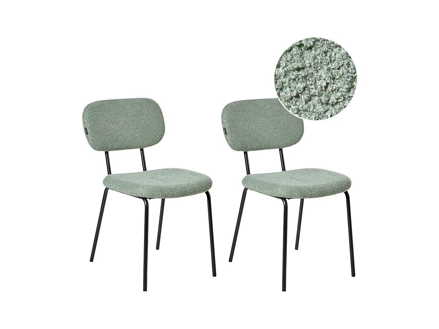 Lot de 2 chaises ADAIR Bouclé Vert clair