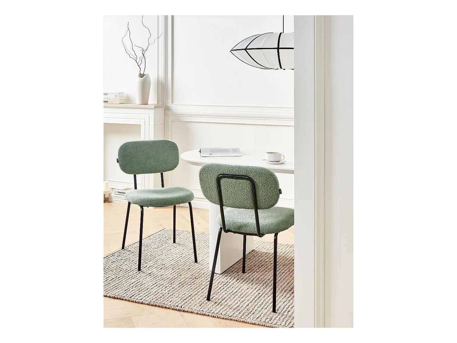 Lot de 2 chaises ADAIR Bouclé Vert clair