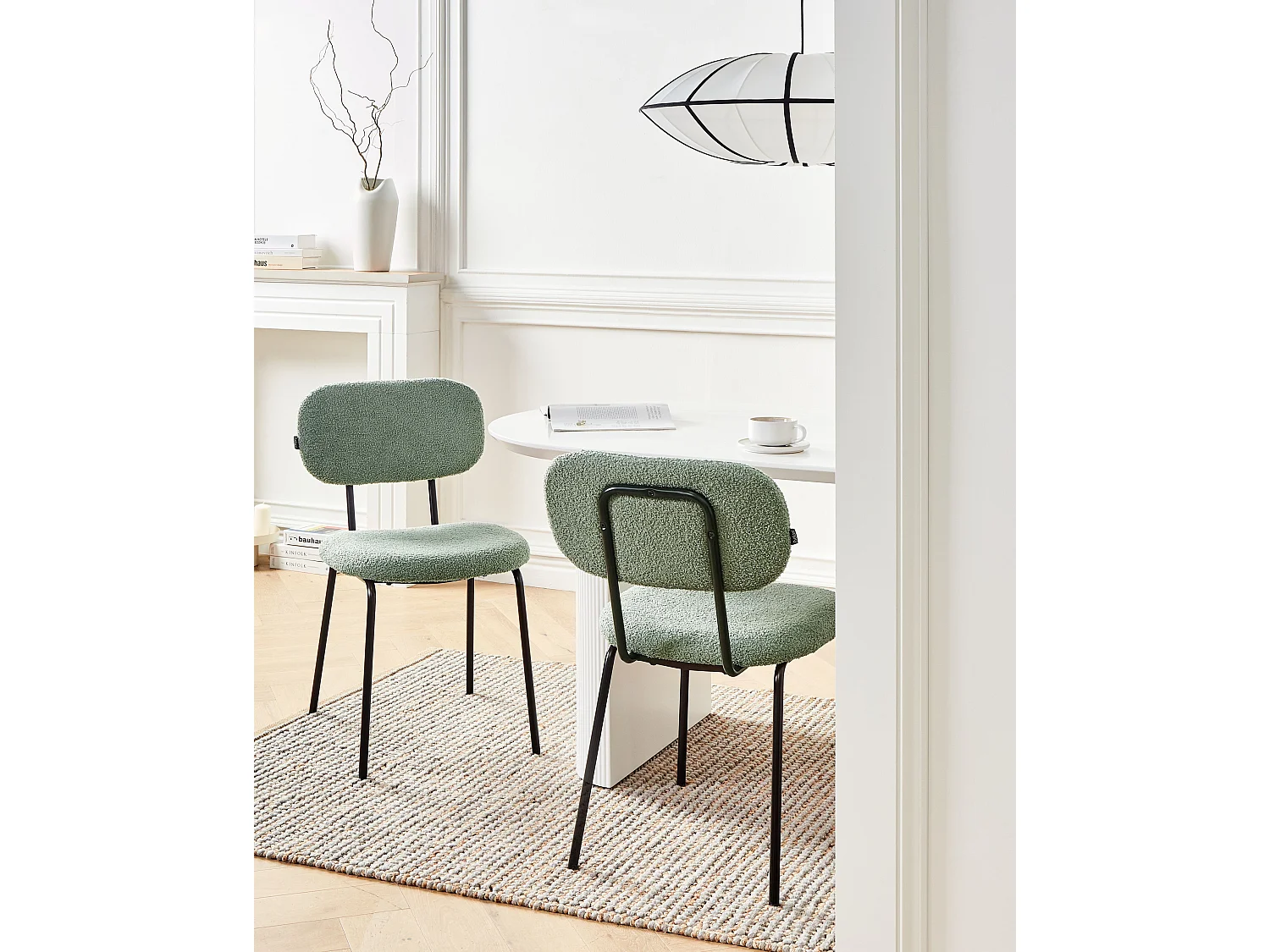 Lot de 2 chaises ADAIR Bouclé Vert clair