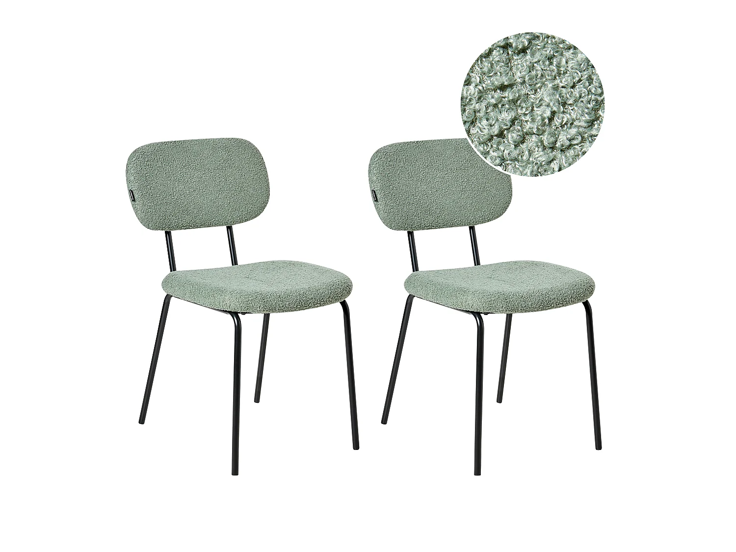 Lot de 2 chaises ADAIR Bouclé Vert clair
