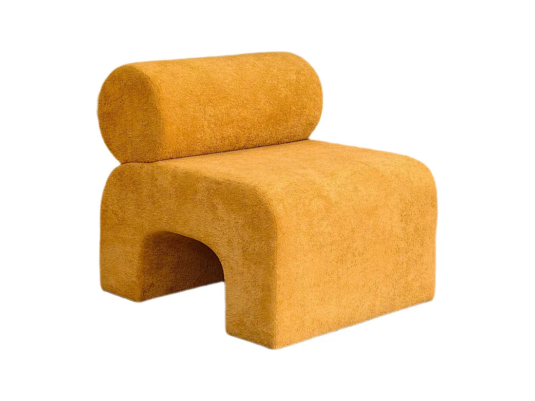 Mour - Fauteuil en tissu doux - Jaune moutarde