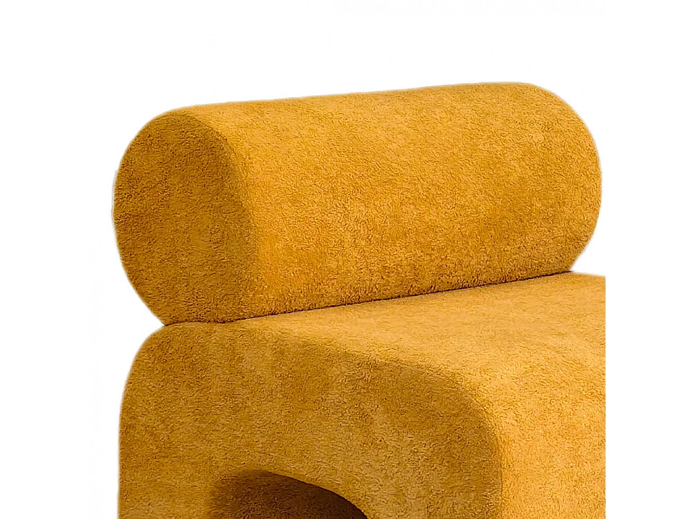 Mour - Fauteuil en tissu doux - Jaune moutarde