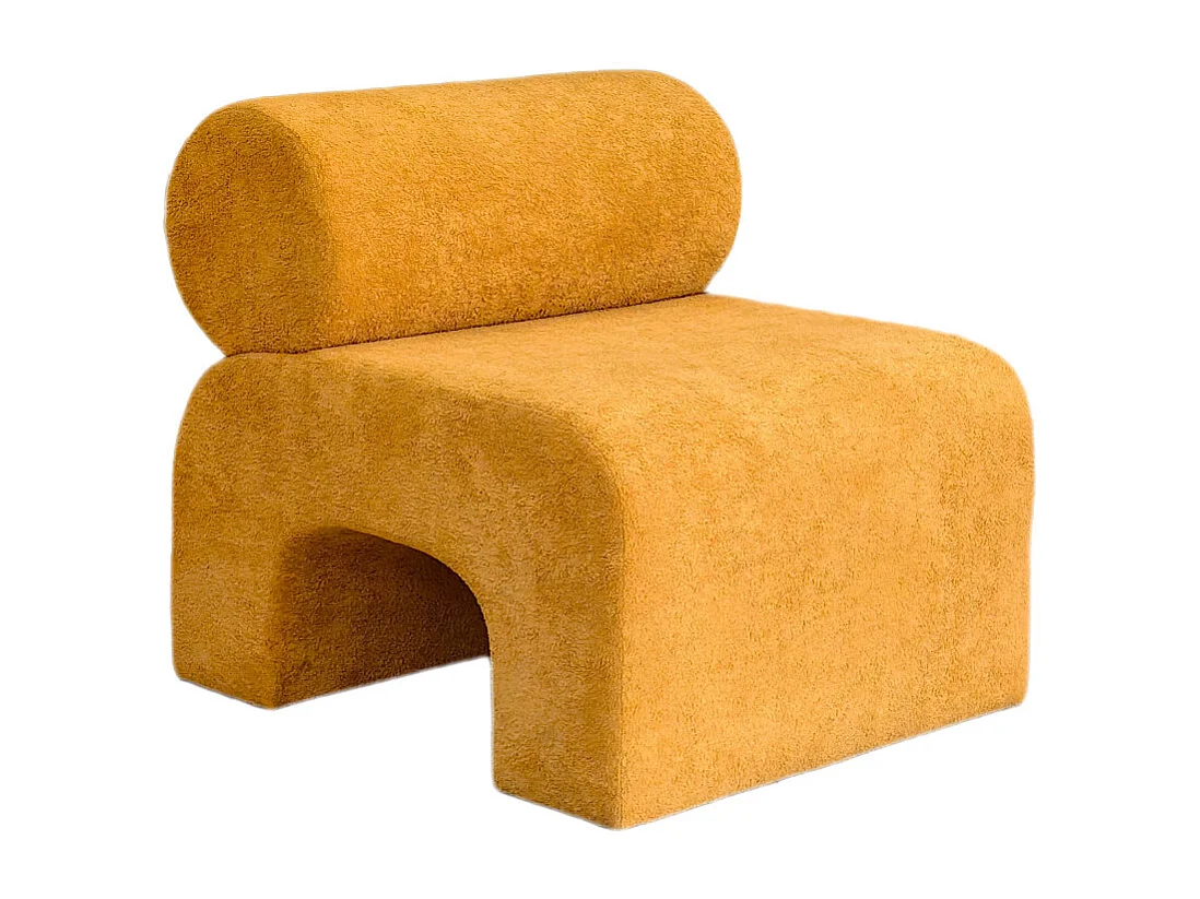Mour - Fauteuil en tissu doux - Jaune moutarde