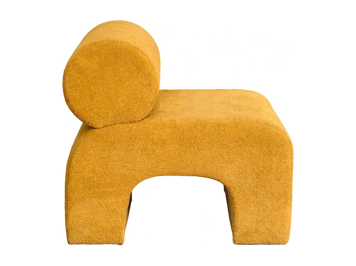 Mour - Fauteuil en tissu doux - Jaune moutarde