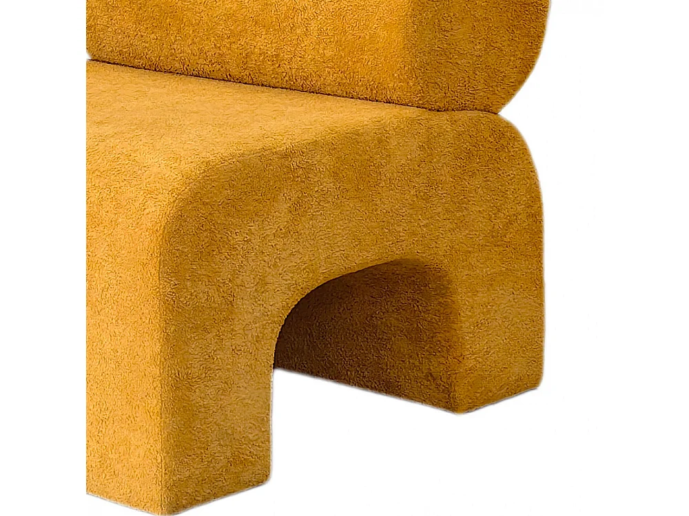 Mour - Fauteuil en tissu doux - Jaune moutarde
