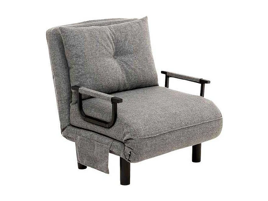 Sillón-cama moderno de 1 plaza – 75 x 50 x 75 cm – gris claro – metal y poliéster