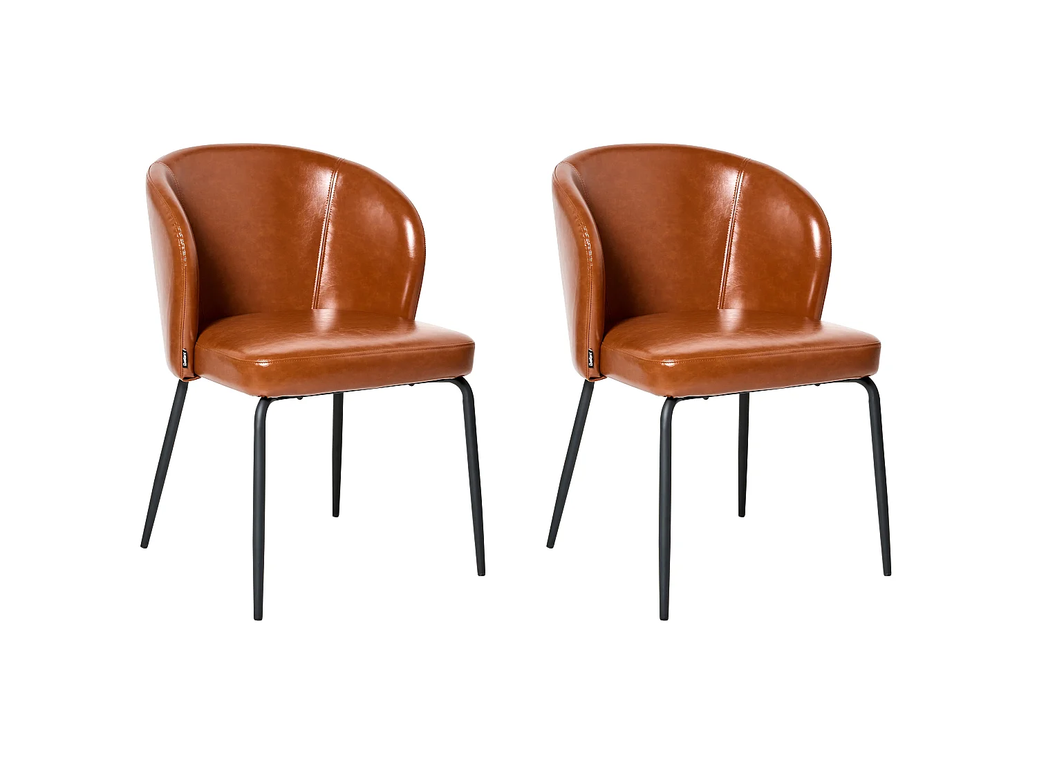 Lot de 2 chaises de salle à manger ZANA Cuir PU Marron doré